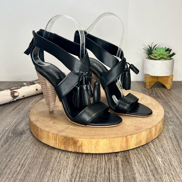 *NWOB Saturday Kate Spade | Tassel Strappy Stacked Heels Size 5.5 - Picture 1 of 16